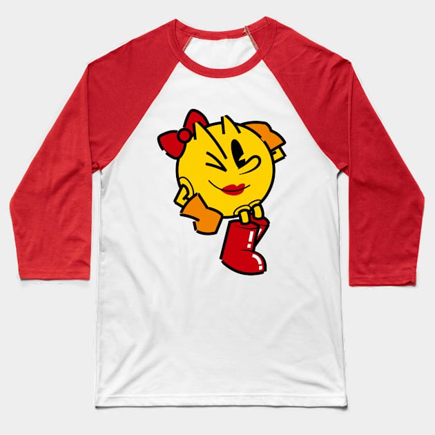 Ms. Pacman (Retro) Baseball T-Shirt by vivapuffs